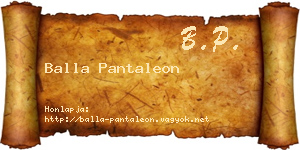 Balla Pantaleon névjegykártya